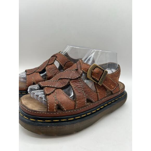 Dr. Martens VTG Y2K 90s Brown Leather Chunky Fisherman Sandals Womens US 7 - Picture 6 of 12